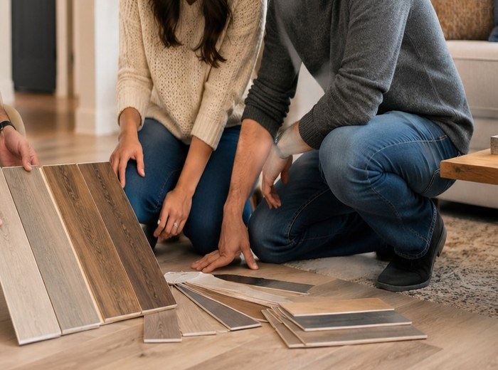 Homeowners choosing flooring